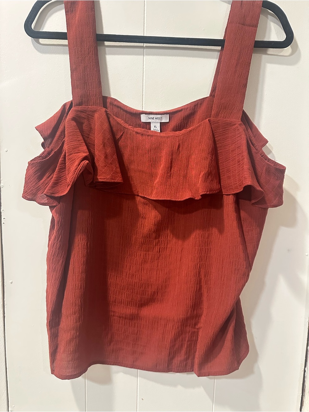 Nine West Rust Red Ruffle Strap Camisole